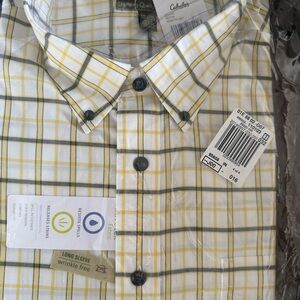 Cabela's Yellow and Black Plaid Button Down Shirt